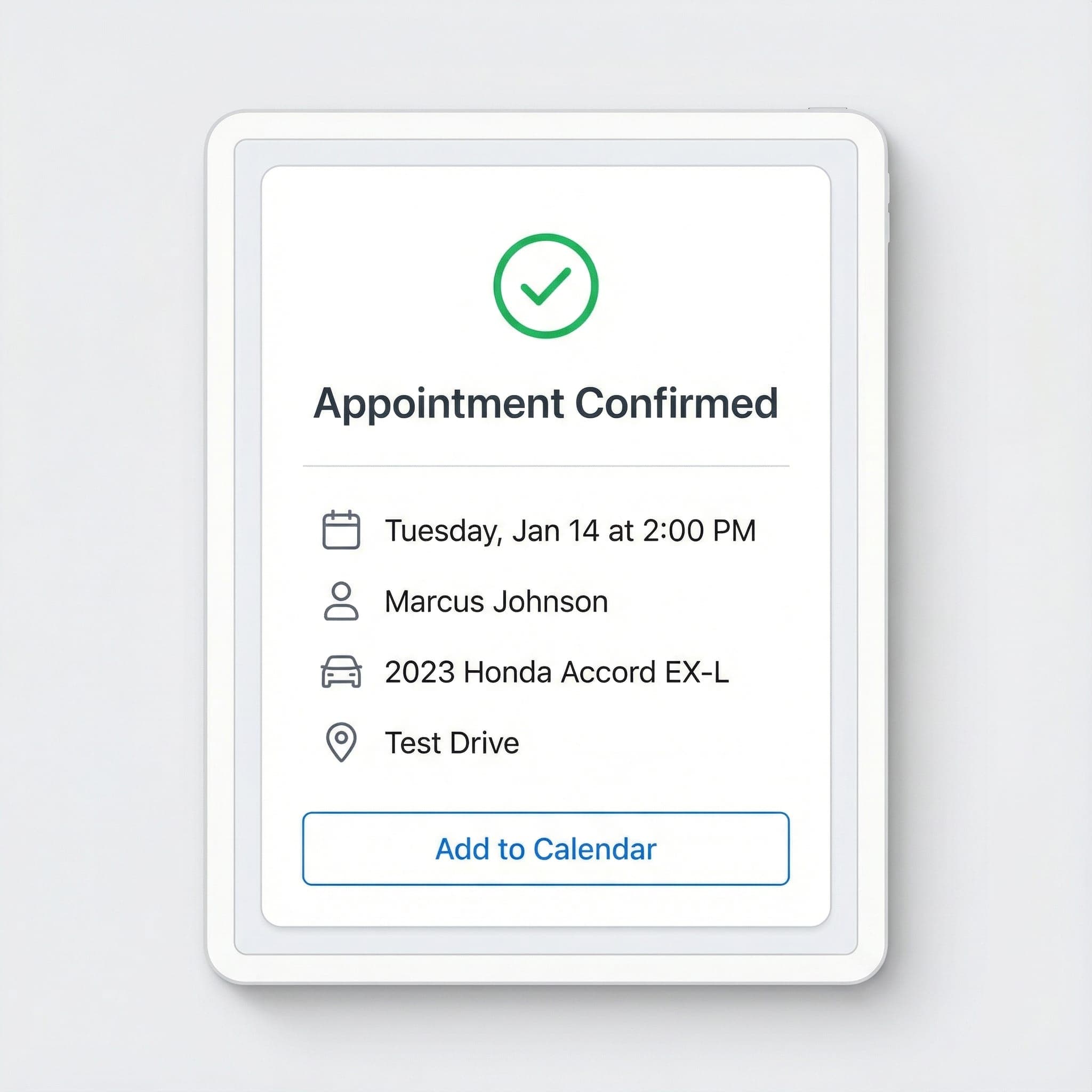Appointment confirmation notification