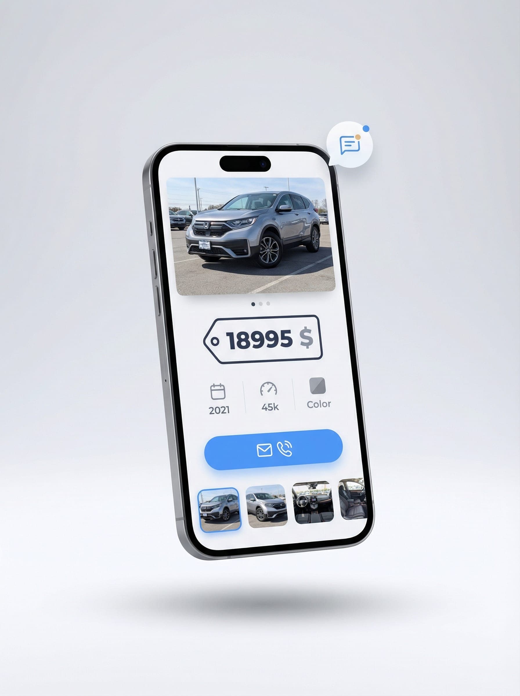 Vehicle detail page on mobile phone